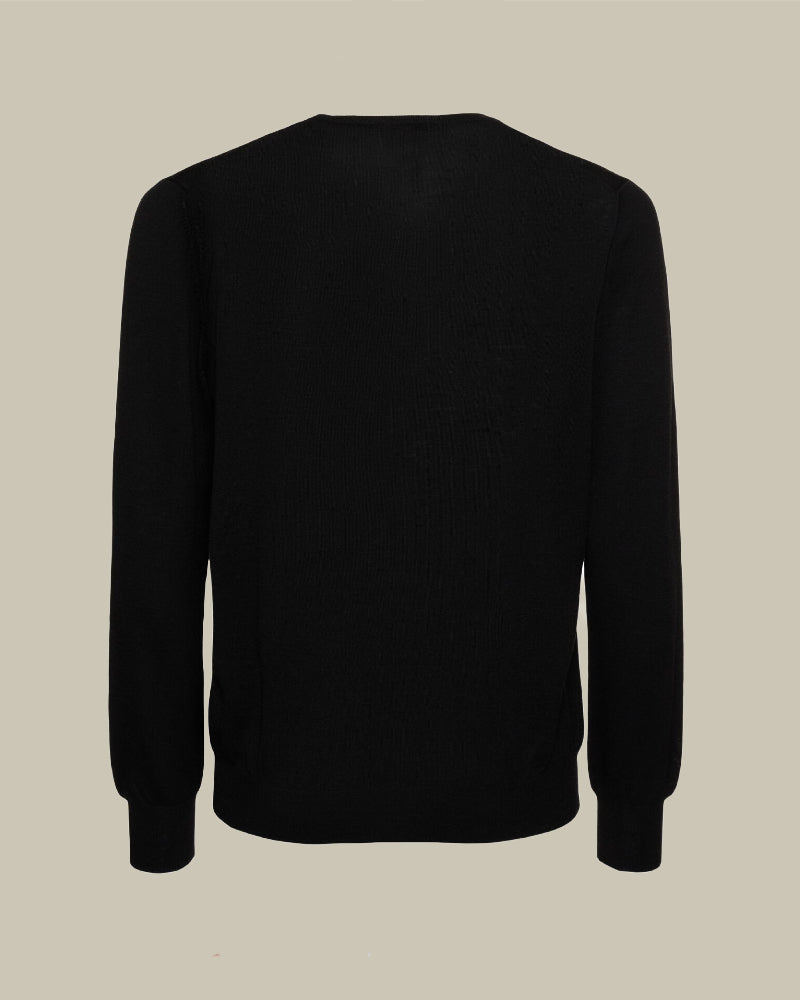 Black Merino Wool Crewneck