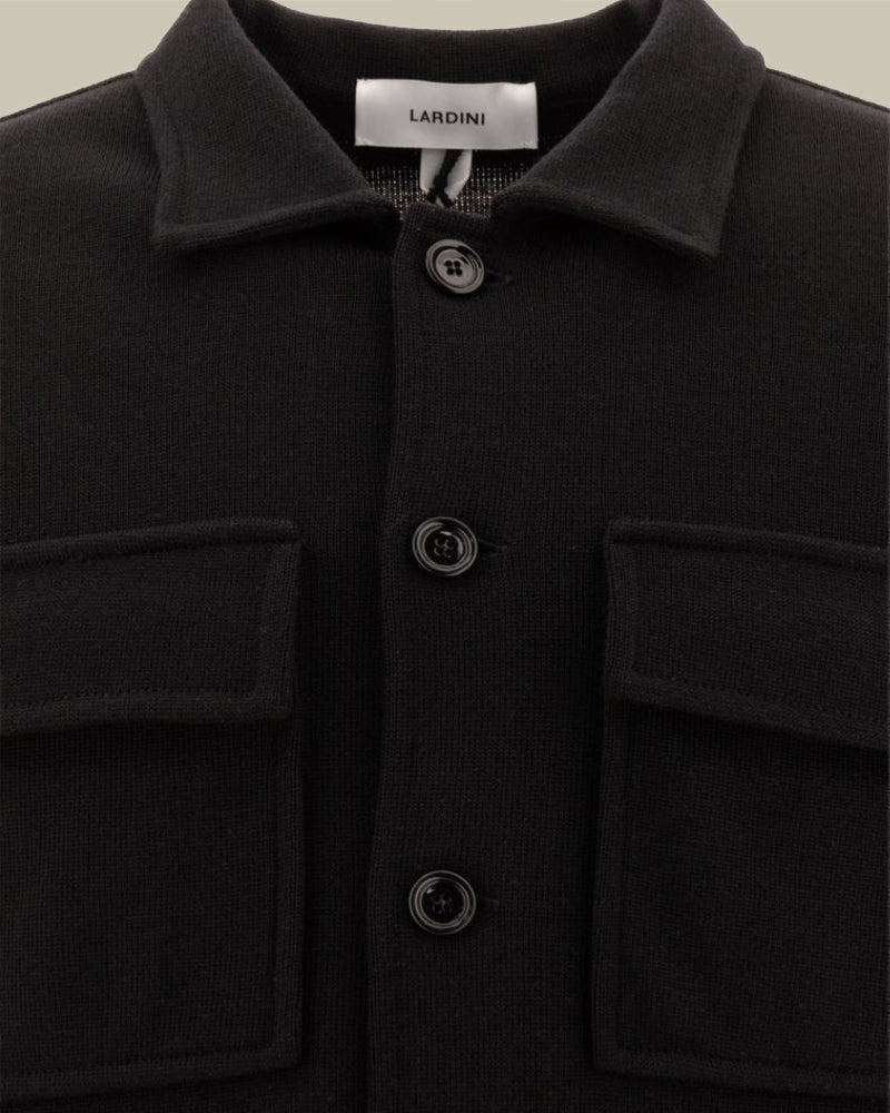 Virgin Wool Knitted Overshirt Black