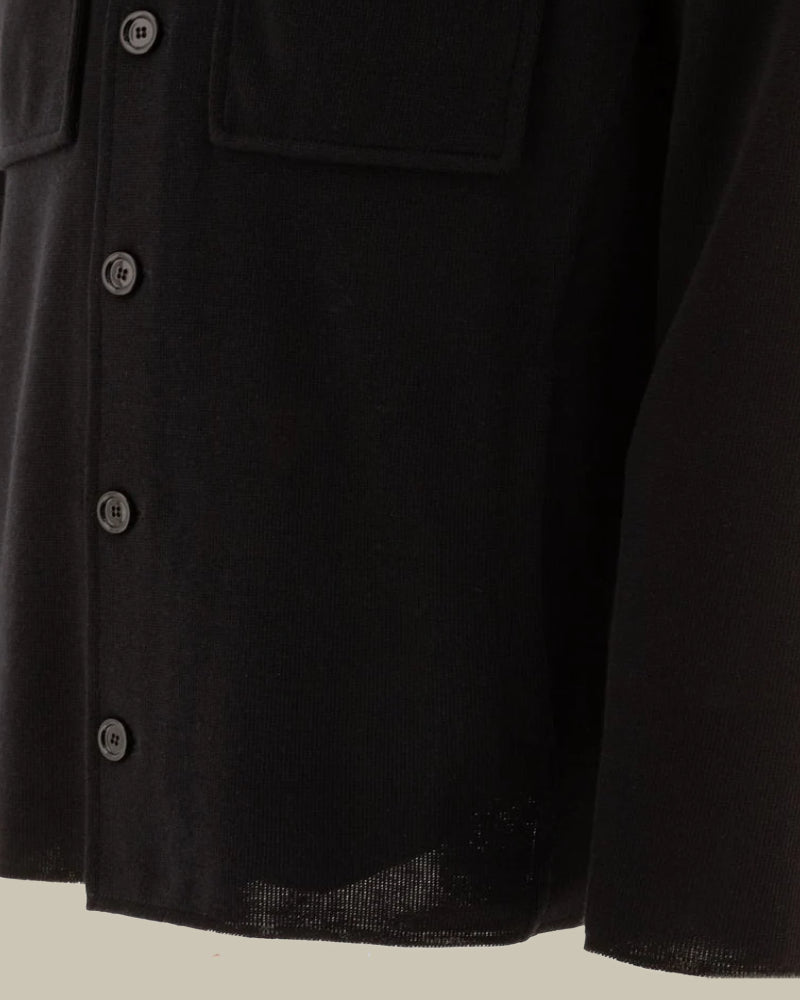 Virgin Wool Knitted Overshirt Black