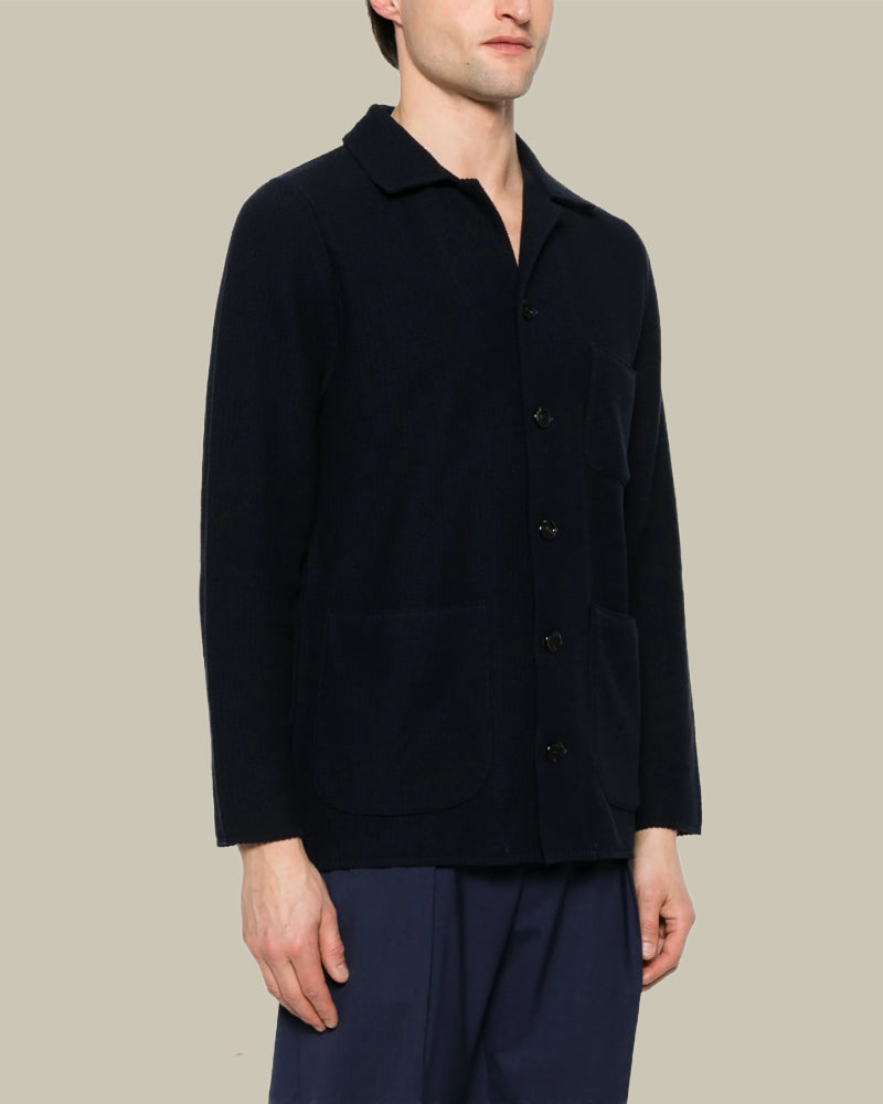 Black Knitted Cotton Overshirt