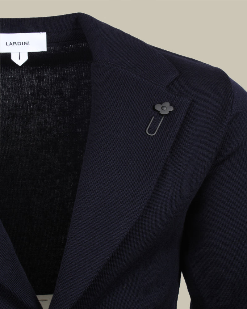 Navy Virgin Wool Knitted Blazer