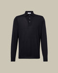 Black Long Sleeve Virgin Wool Polo