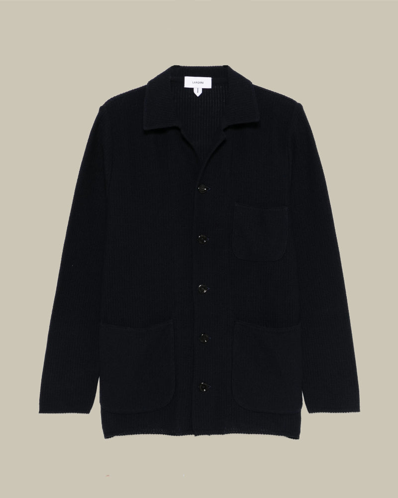 Black Knitted Cotton Overshirt