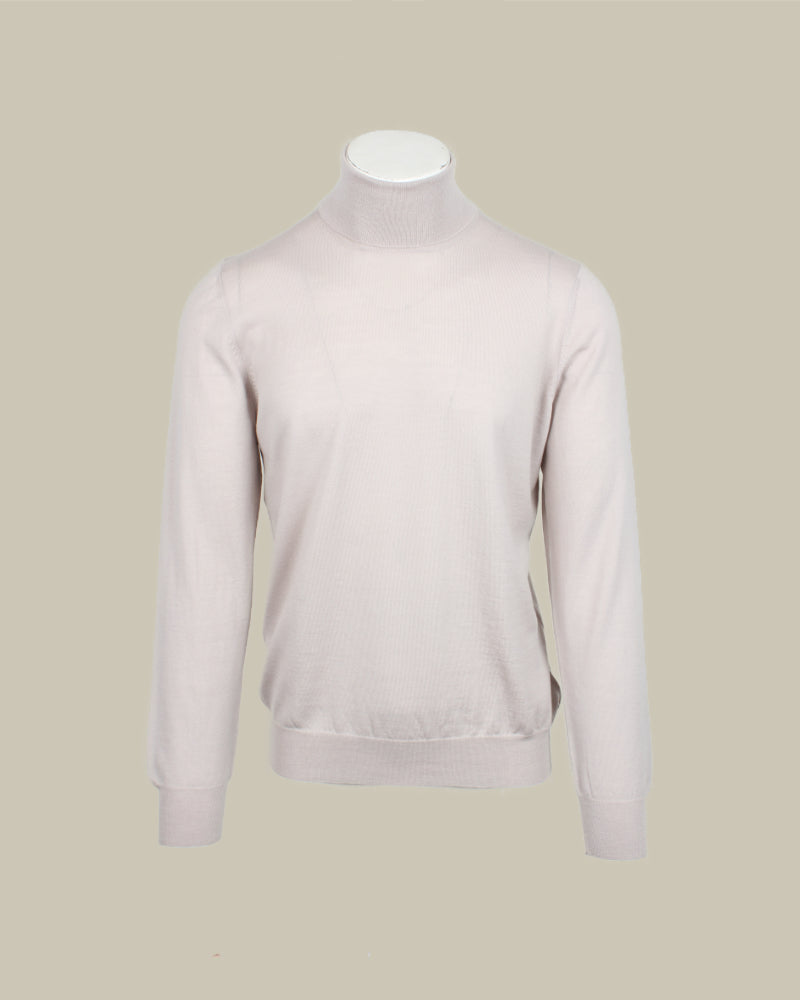 Taupe Pure Virgin Wool Roll Neck