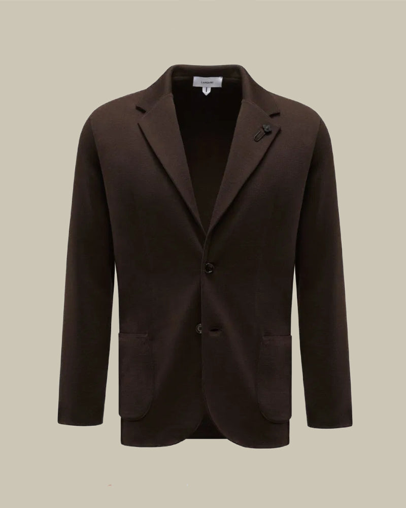 Brown Virgin Wool Knitted Blazer