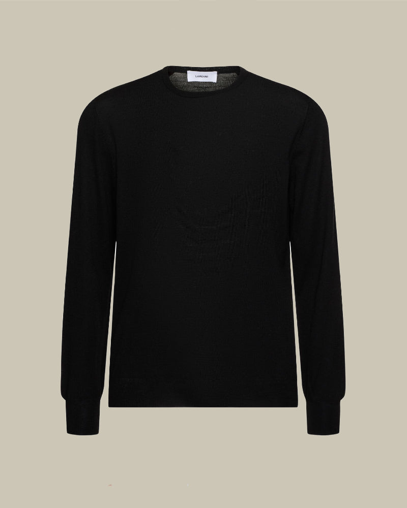 Black Merino Wool Crewneck