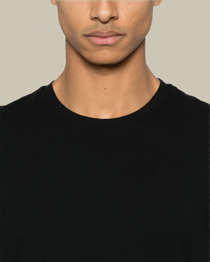 Black Cotton Silk Short Sleeve T Shirt