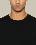 Black Cotton Silk Short Sleeve T Shirt