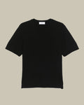 Black Cotton Silk Short Sleeve T Shirt