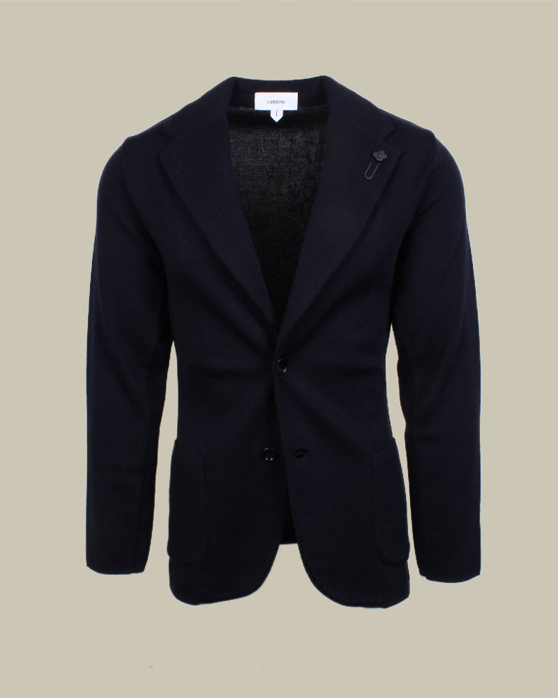 Navy Virgin Wool Knitted Blazer