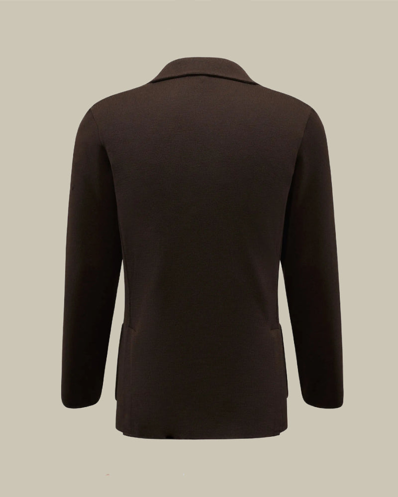Brown Virgin Wool Knitted Blazer