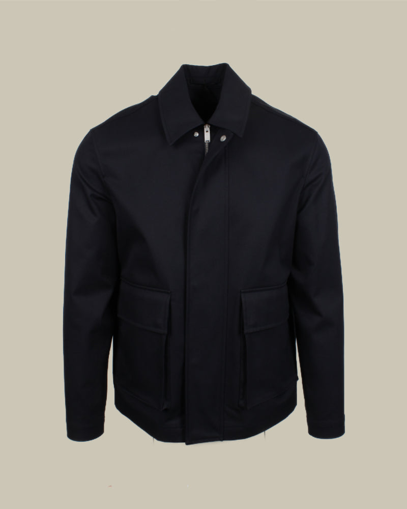 Casimir Navy Stretch-Cotton Twill Blouson Jacket