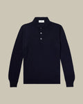 Navy Virgin Wool Knitted Polo