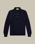 Navy Virgin Wool Knitted Polo