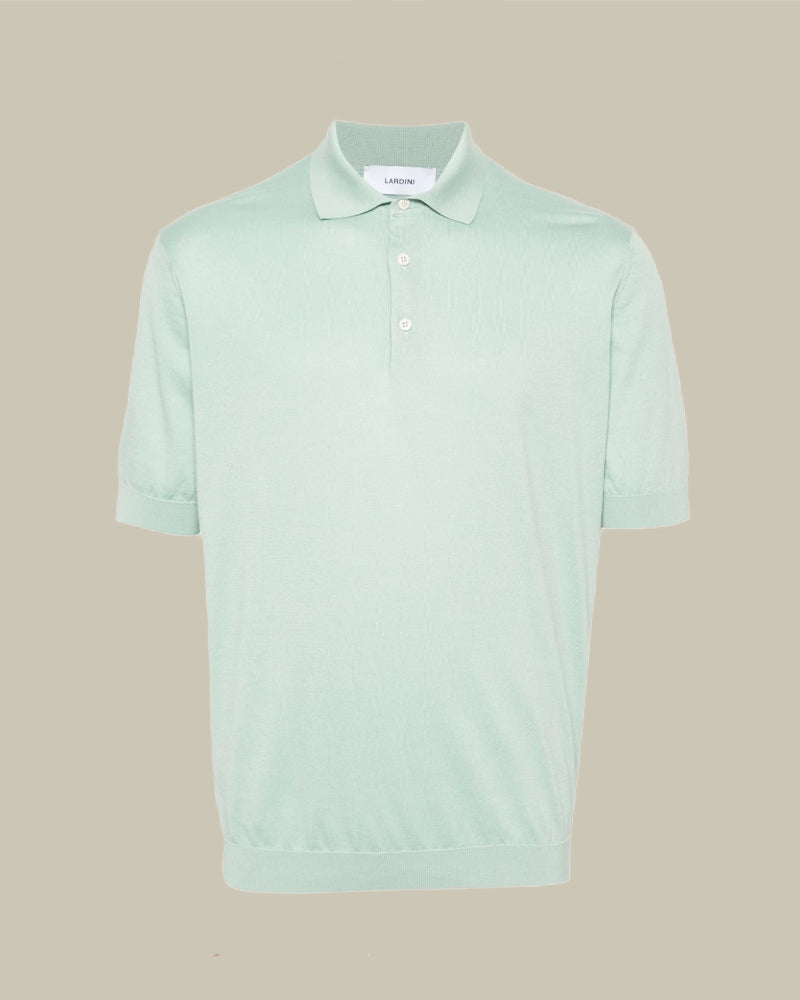 Sage Green Short Sleeve Cotton Knit Polo