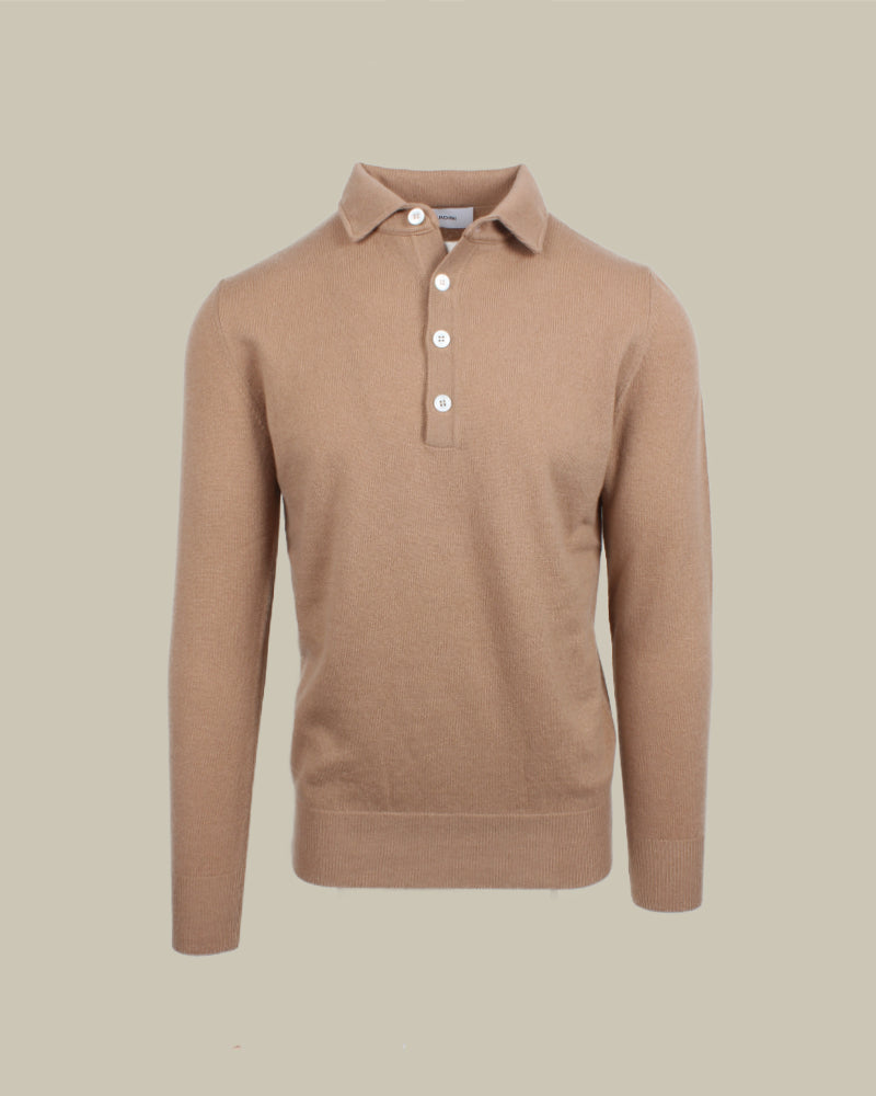 Beige Pure Cashmere Knitted Polo