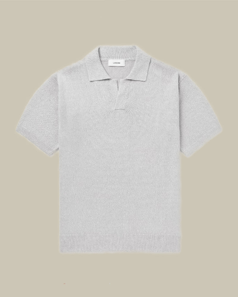 Beige Linen Cotton Knitted Polo
