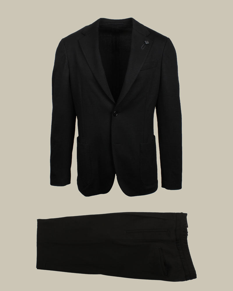 Black Unlined Stretch Jersey Suit