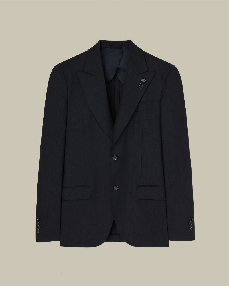 Charcoal Peak Lapel Pinstripe Suit