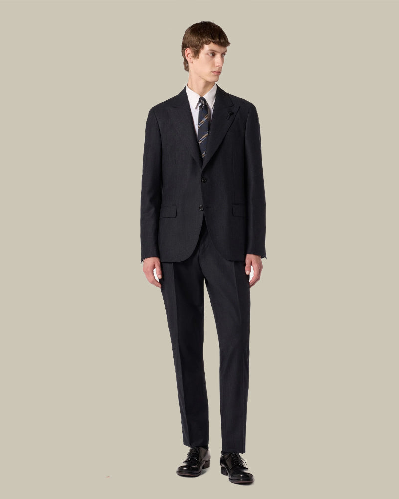 Charcoal Peak Lapel Pinstripe Suit