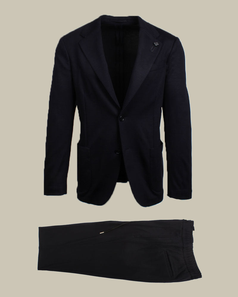 Navy Unlined Stretch Jersey Suit