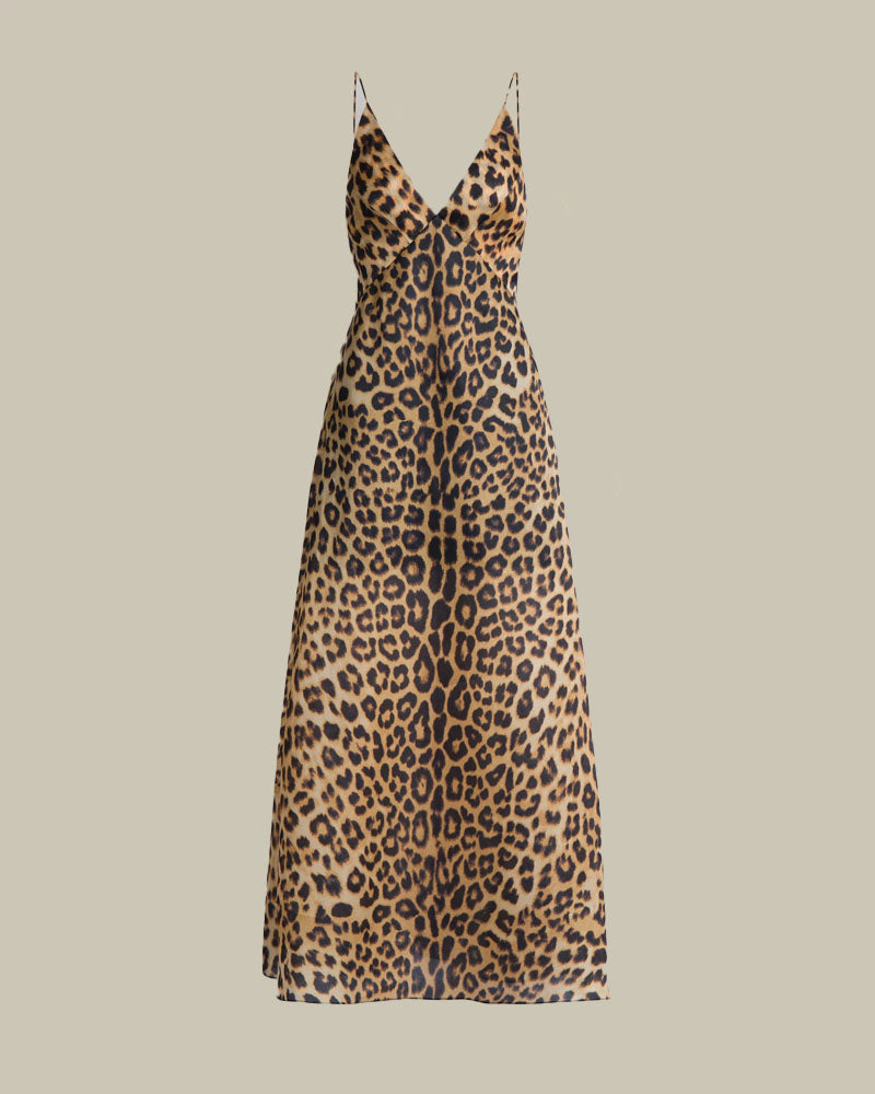 Leopard Print Silk Organza Dress