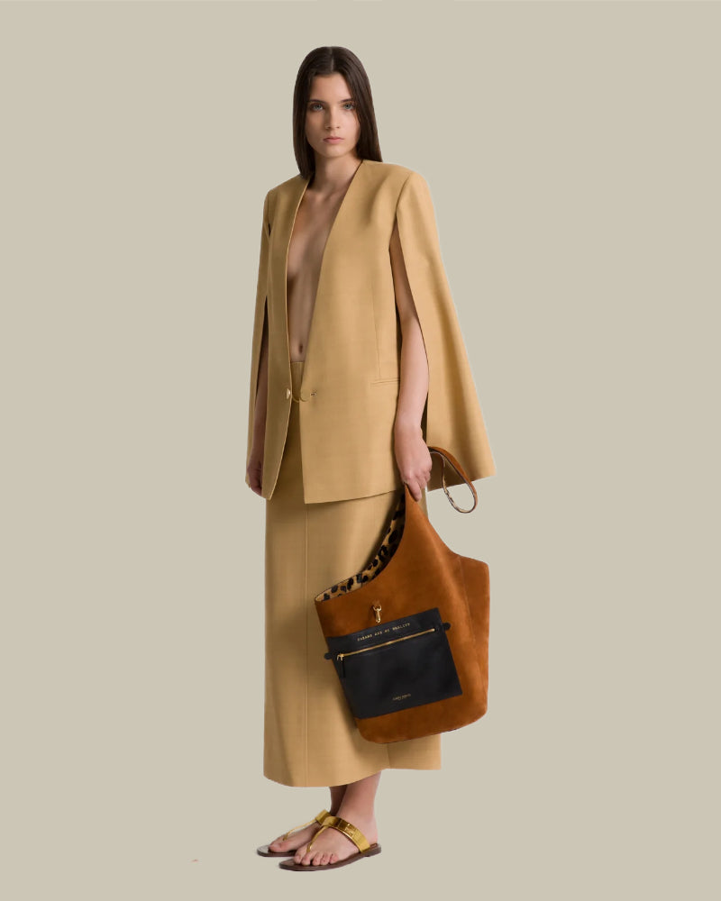 Reversible Leopard Print Suede Bag