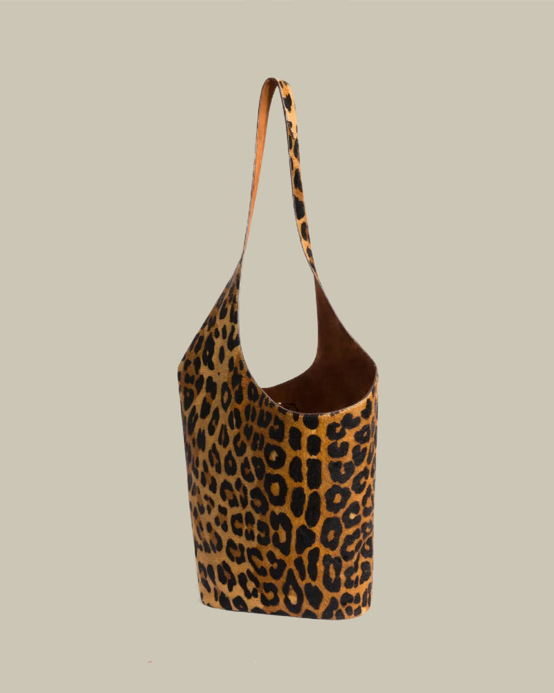 Reversible Leopard Print Suede Bag