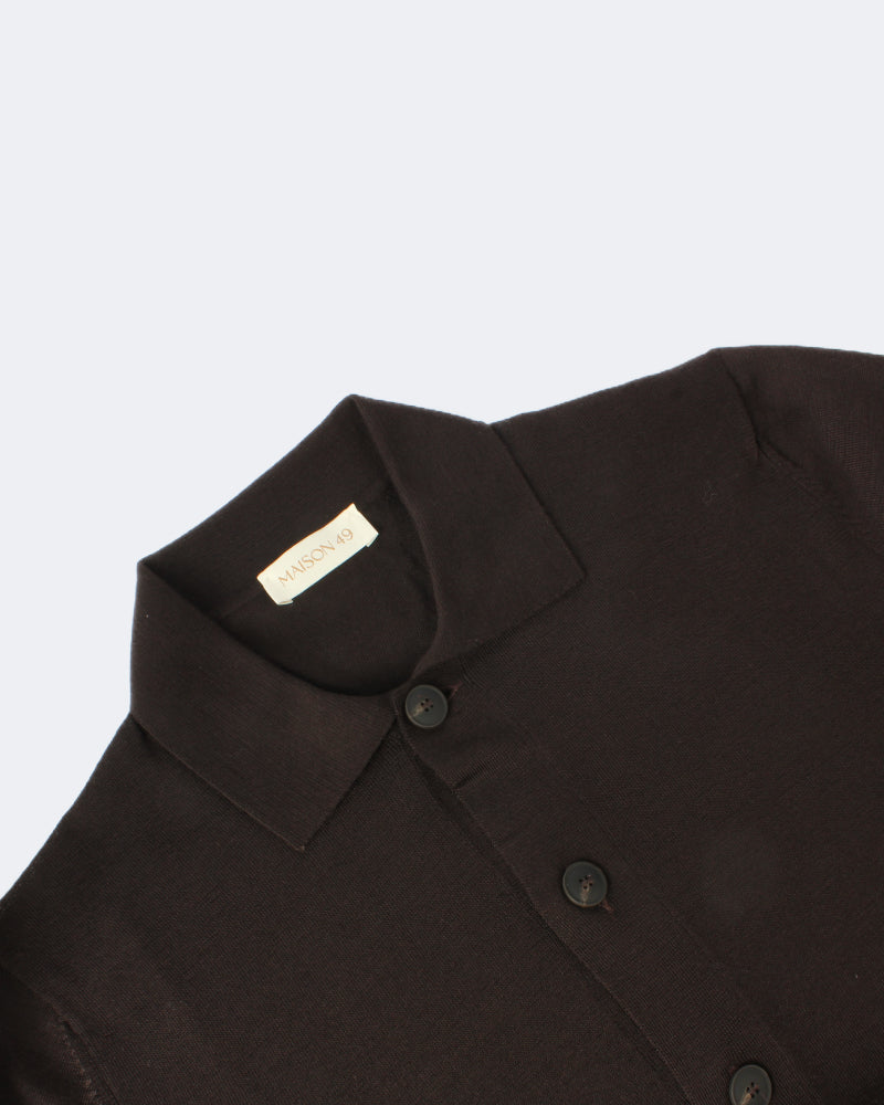 Brown Knitted Merino Wool Overshirt