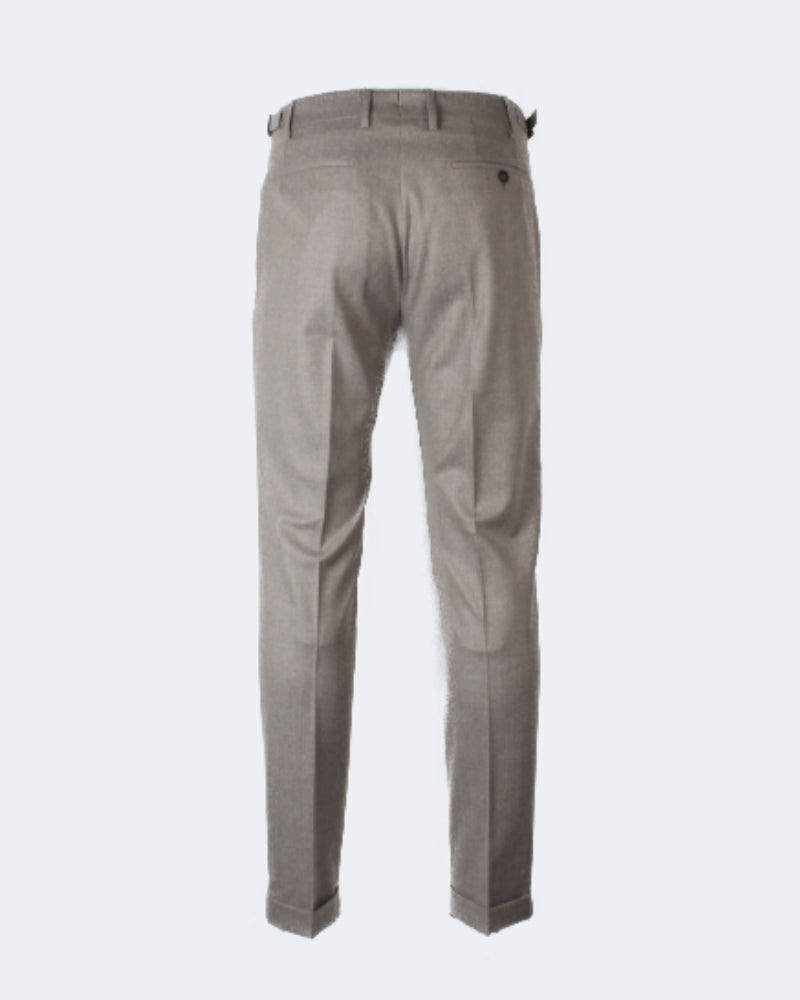 Desert Beige Virgin Wool Side Fasten Pleated Trouser