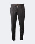 Dark Brown Stretch Wool Drawstring 1 Pleat Trouser