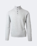Light Grey Wool & Cashmere Button Mock Neck