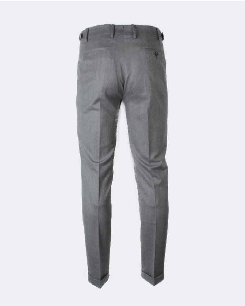 Charcoal Grey Virgin Wool Side Fasten Pleated Trouser