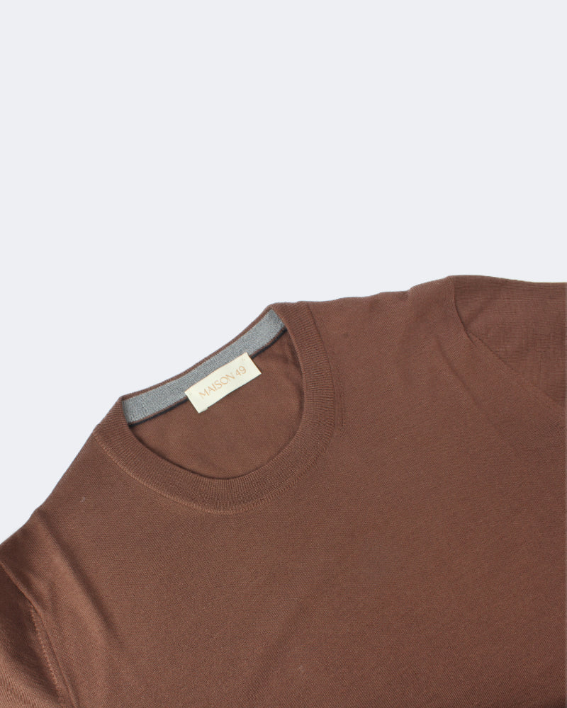 Brown Super Tasmania Merino Crew Neck