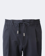 Navy Drawstring Tech Trouser 1 Pleat