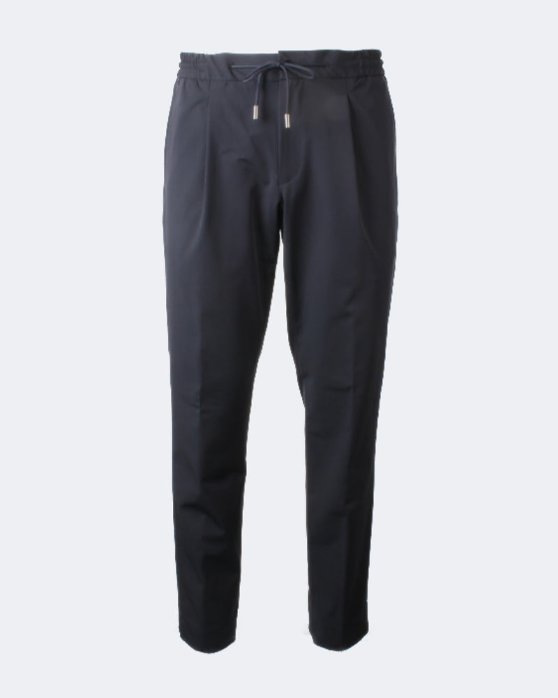 Navy Drawstring Tech Trouser 1 Pleat