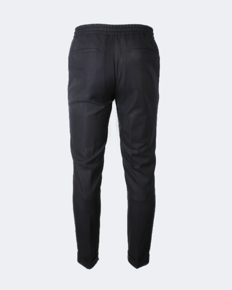 Navy Stretch Wool Drawstring 1 Pleat Trouser