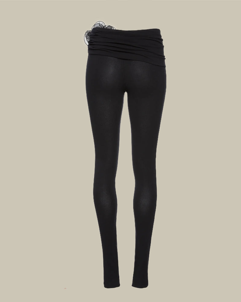 Womens Magda Butrym black Rose-Embellished Velour Leggings