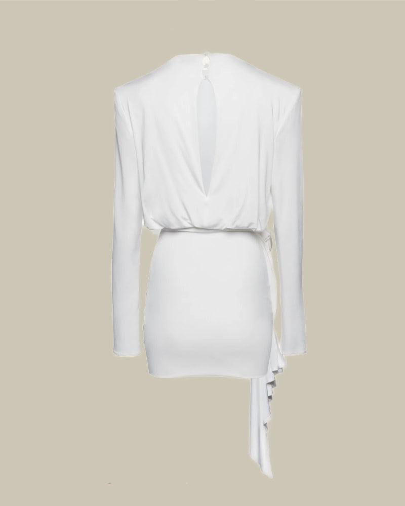Long Sleeve Mini Dress In White