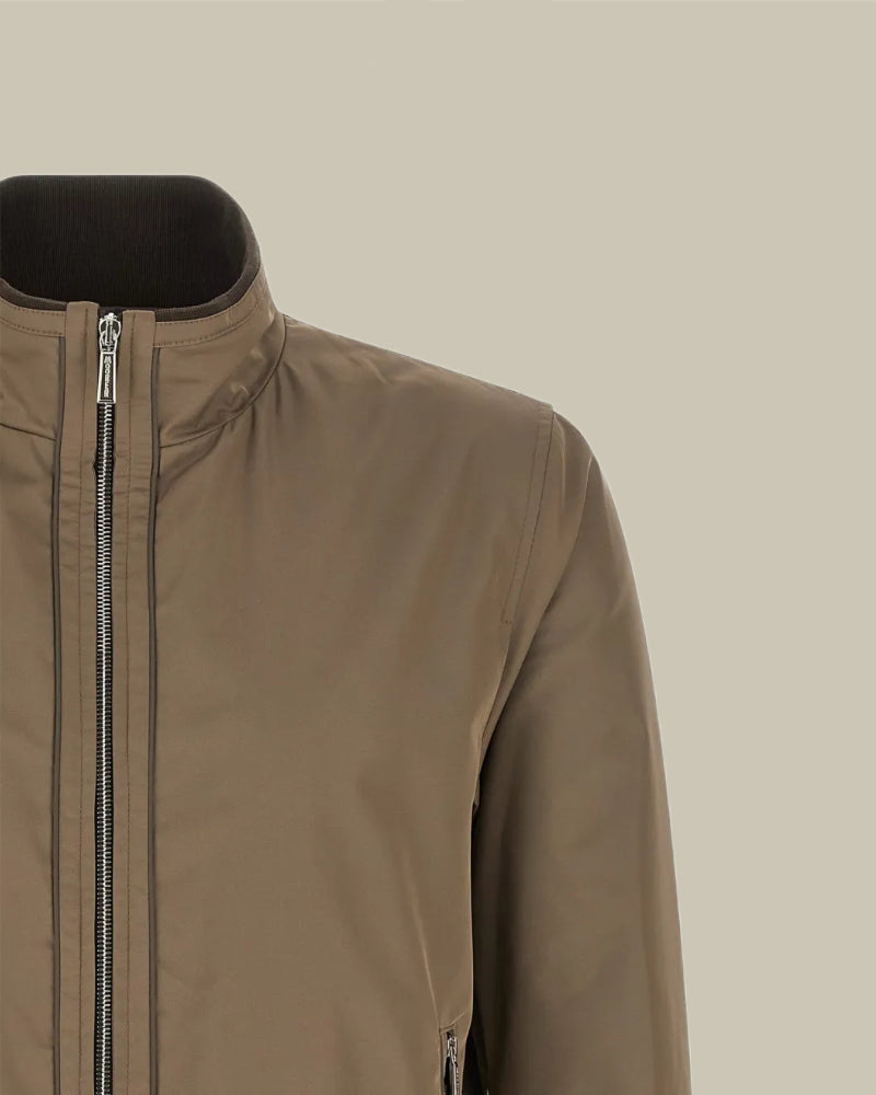 MANETTI Taupe Funnel Neck Blouson