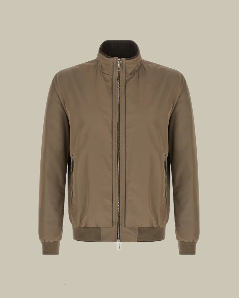MANETTI Taupe Funnel Neck Blouson