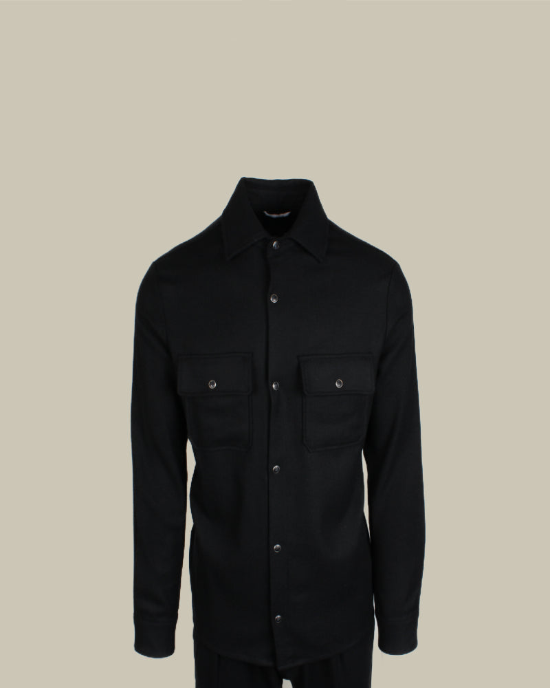 NEXT Popstud Overshirt Black Basket Weave Wool & Cashmere Twinset