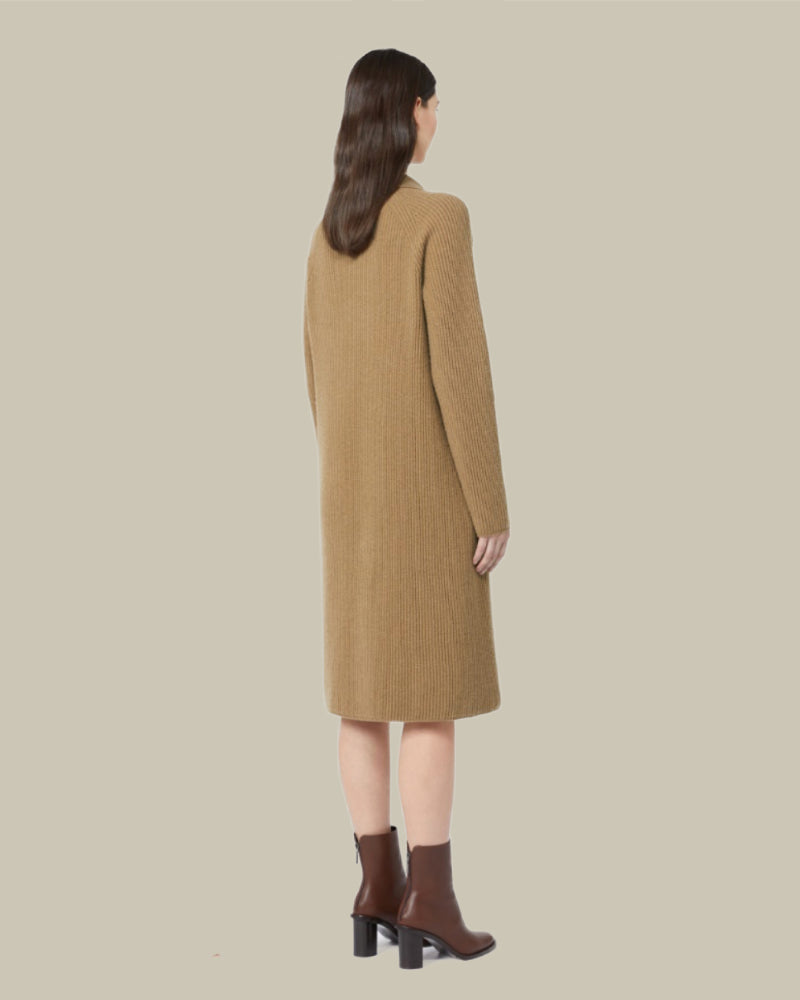 MANA Beige Cable Knit Skipper Collar Polo Dress