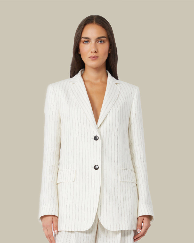Elogio Pinstripe Linen Blazer