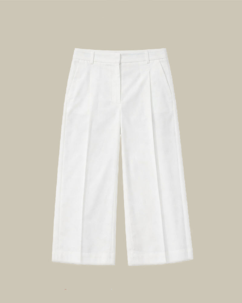 Wide Leg Cropped Cotton Trouser