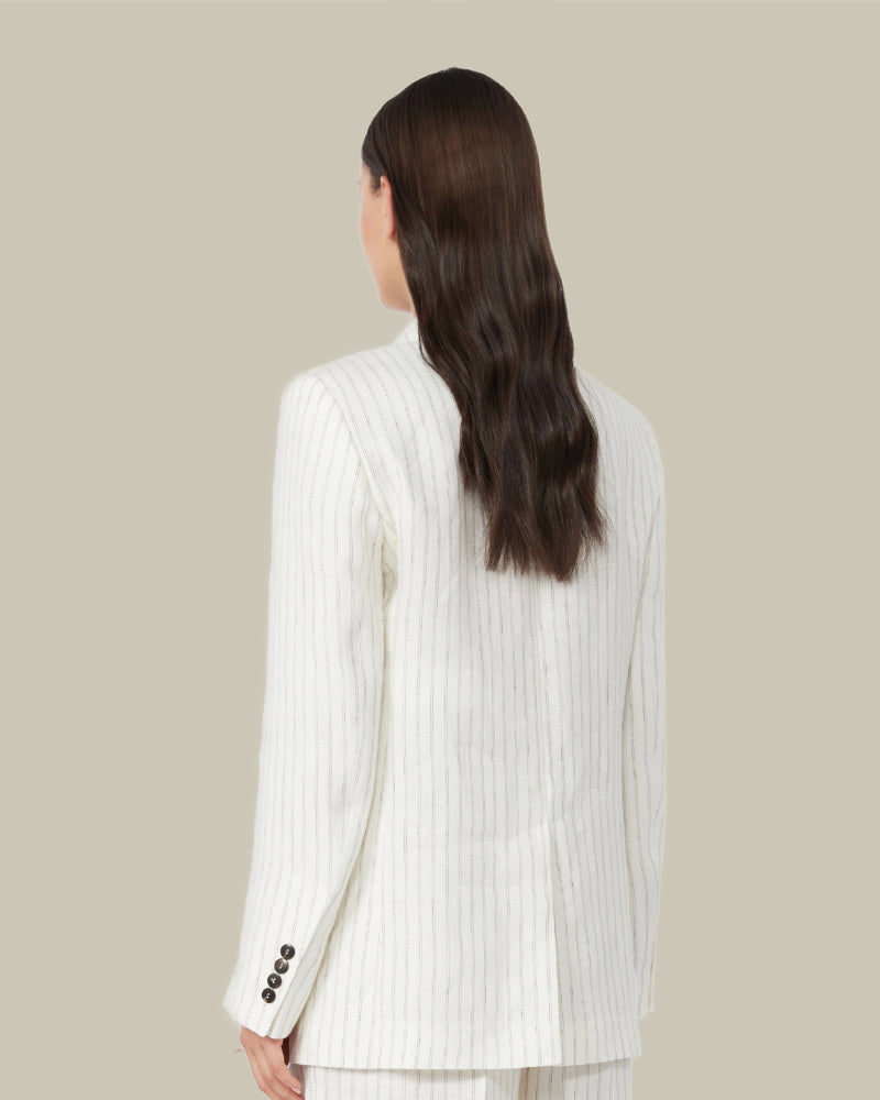 Elogio Pinstripe Linen Blazer