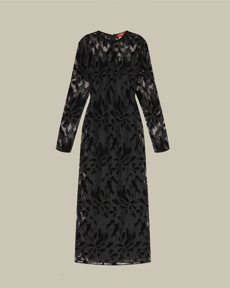 Abano Black Floral Lace Dress