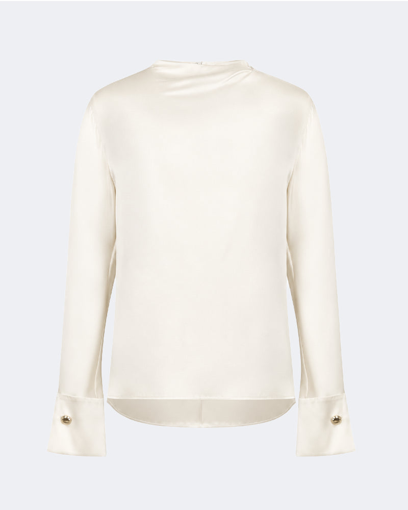 Silk Draped High Neck Blouse