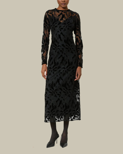 Abano Black Floral Lace Dress
