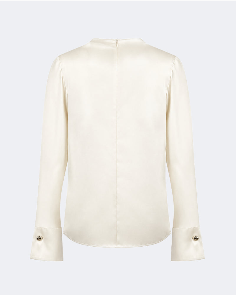 Silk Draped High Neck Blouse